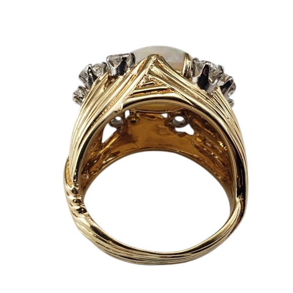 14 Karat Yellow Gold Opal and Diamond Ring Size 5.5 #20515 - Picture 5 of 8
